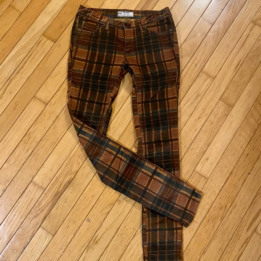 Free People Plaid Corduroy Pants